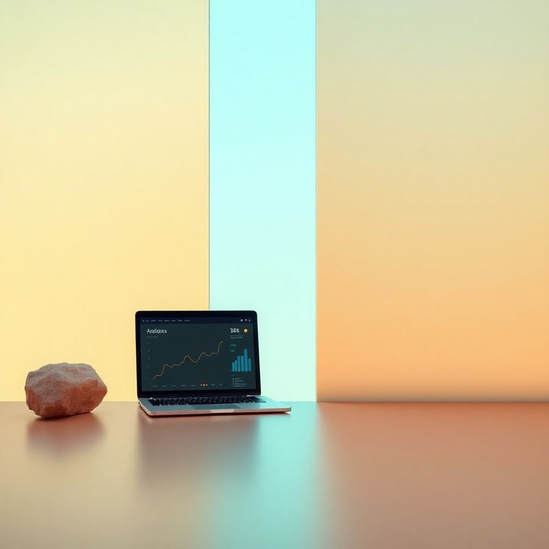 Osoba pregledava analitiku na laptopu s teal gradijentom u pozadini
